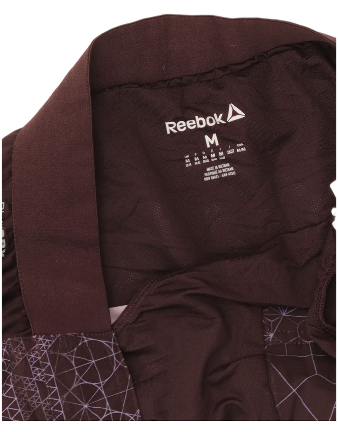 Pantaloncini da bagno con grafica REEBOK da donna UK 12/14 Marrone medio geometrico