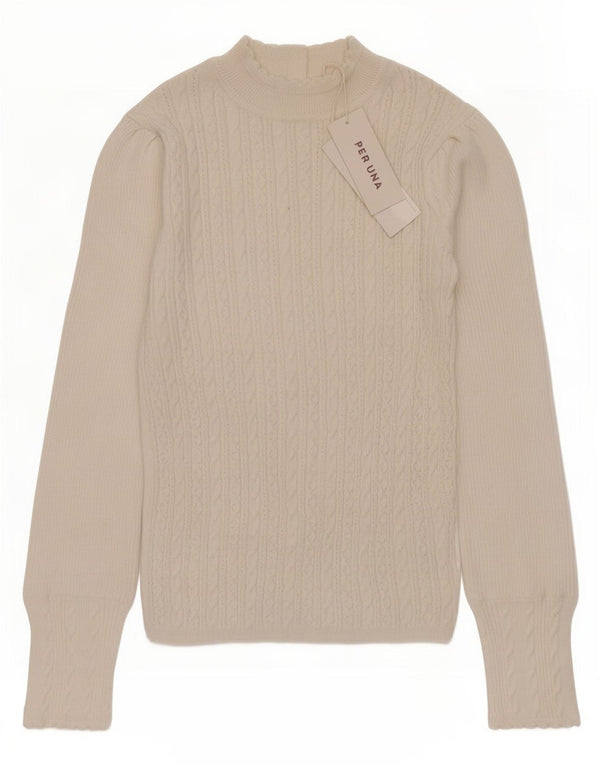 Marks & Spencer maglione da donna Per Una a collo alto con collo alto UK 10 piccolo bianco