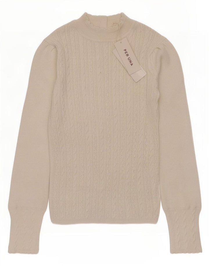 Marks & Spencer maglione da donna Per Una a collo alto con collo alto UK 10 piccolo bianco