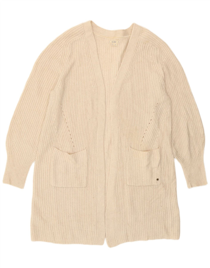 Maglione cardigan lungo oversize da donna Fat Face UK 16 grande bianco sporco