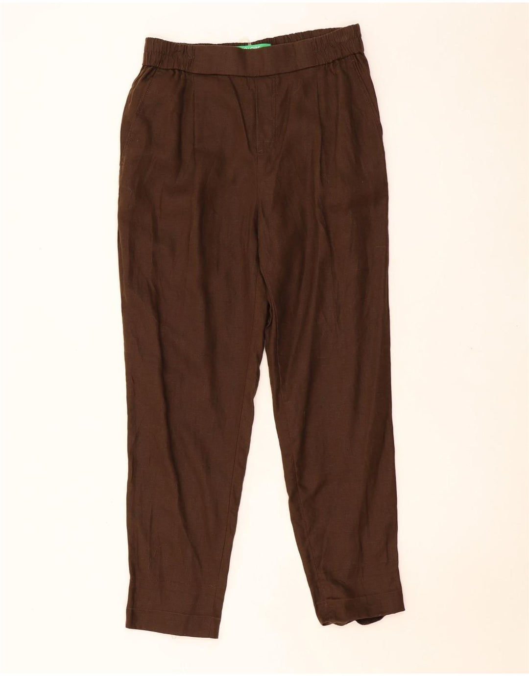 Pantaloni chino affusolati da donna BENETTON medi W28 L27 Lino marrone
