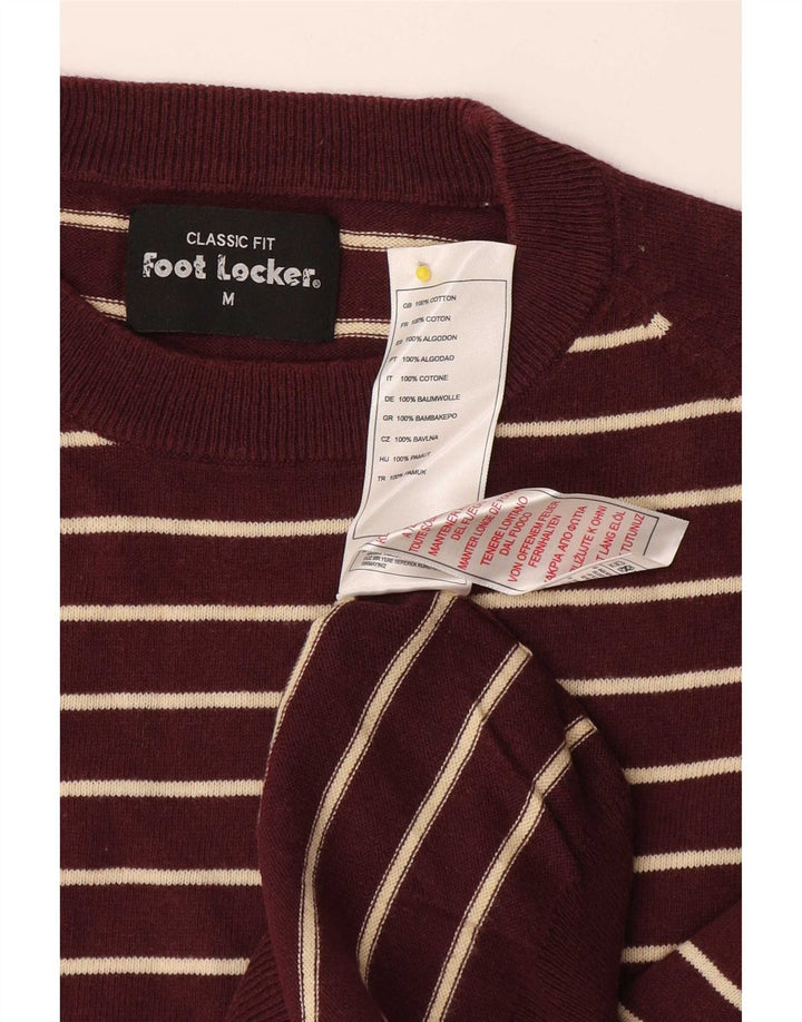 Foot Locker Maglione da uomo girocollo a righe bordeaux medio