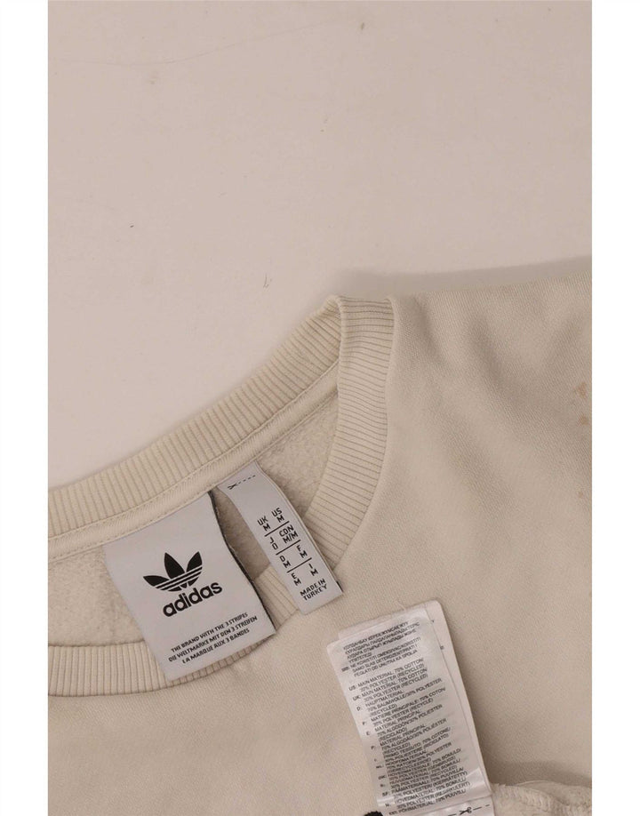 Felpa grafica da donna Adidas Jumper UK 14 cotone bianco sporco medio