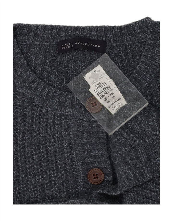 MARKS & SPENCER Womens Oversized Cardigan Sweater UK 10 Small Grey Acrylic Vintage Marks & Spencer and Second-Hand Marks & Spencer from Messina Hembry 