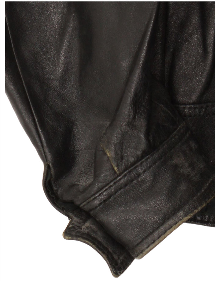 Giacca in pelle vintage da donna UK 12 media nera