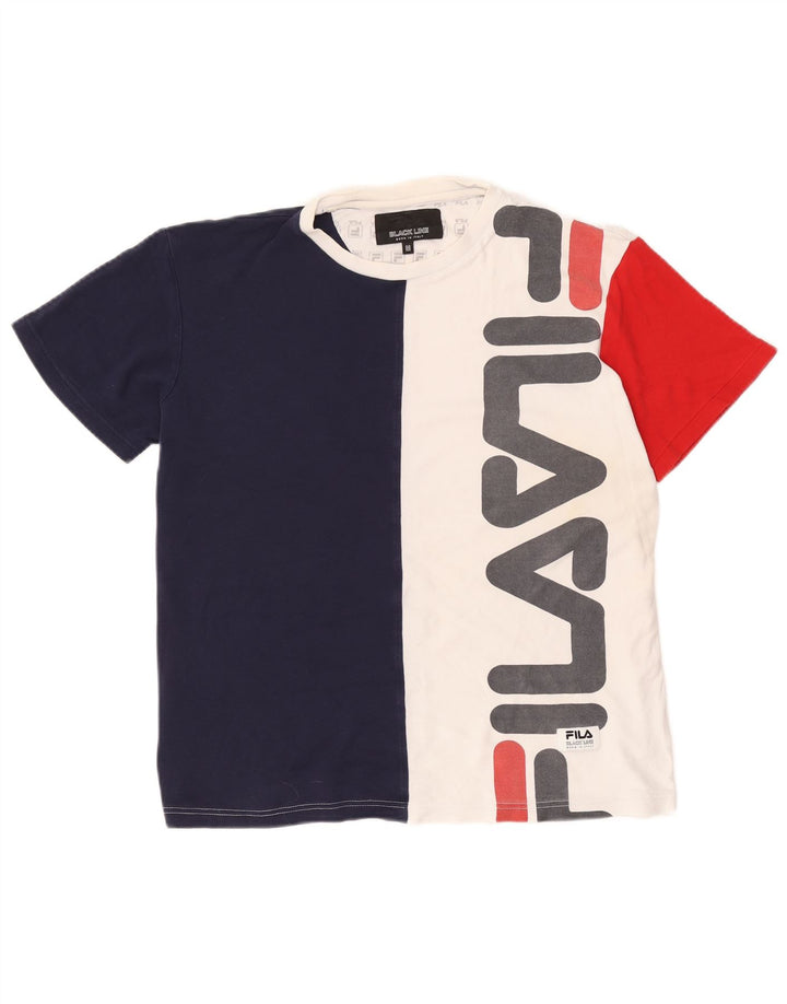 T-shirt grafica da uomo Fila Top in cotone color block bianco medio