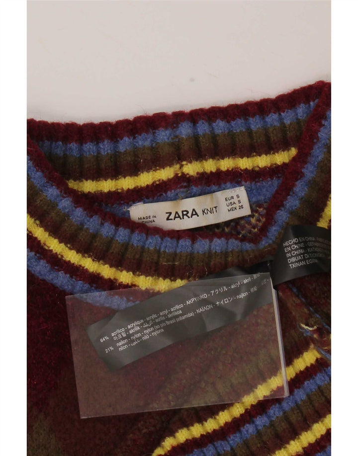 Maglione maglione a collo alto da donna Zara UK 10 piccolo multicolore