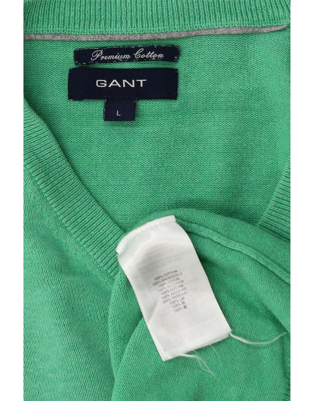 GANT Maglione da uomo con scollo a V grande in cotone verde