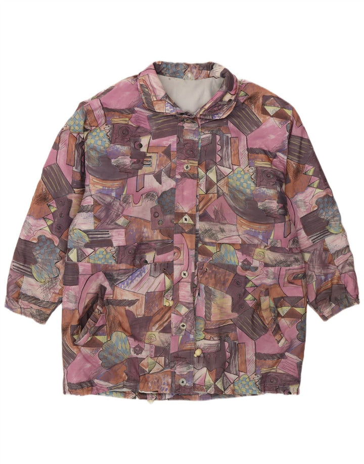 Giacca pratica da donna vintage dal taglio ampio UK 18 XL Patchwork multicolore