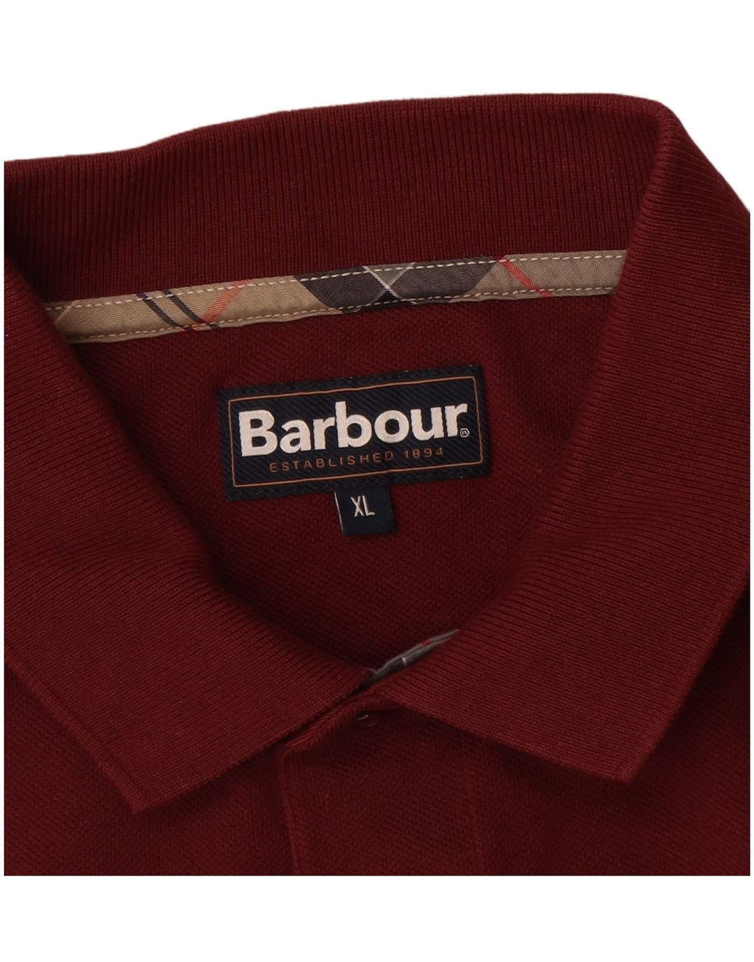 BARBOUR Polo da uomo a maniche lunghe XL in cotone bordeaux