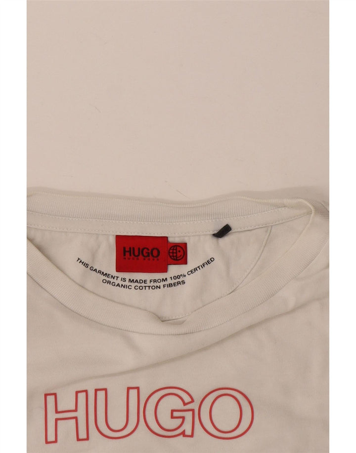 T-shirt grafica da donna Hugo Boss Top UK 10 piccola cotone bianco