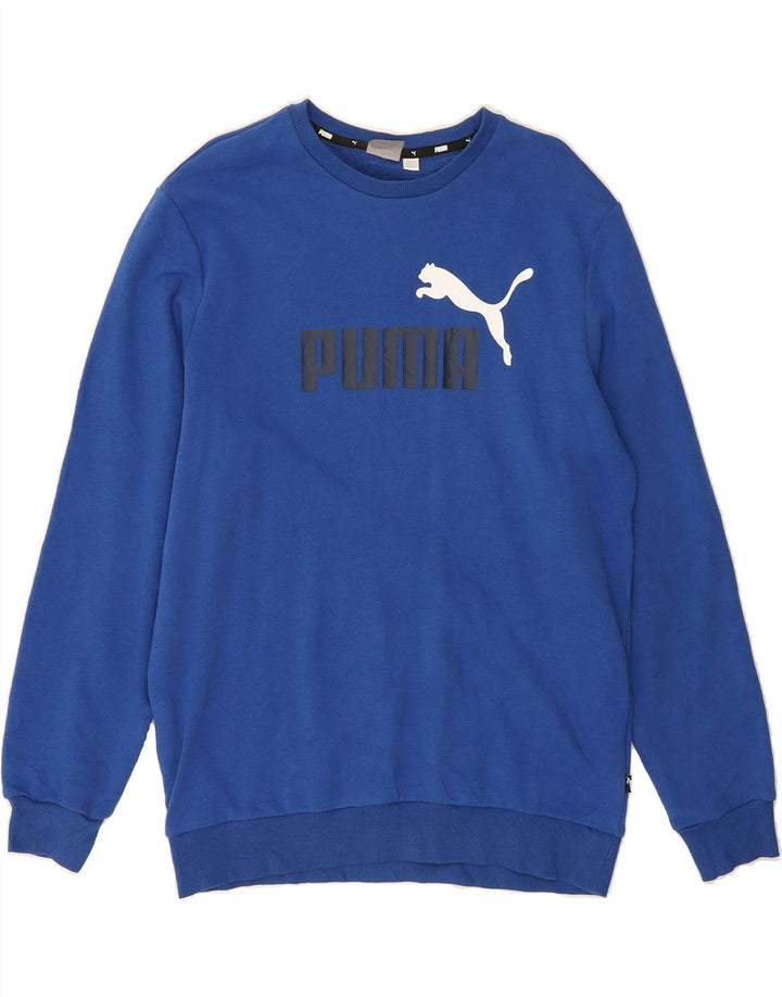 PUMA Mens Graphic Sweatshirt Jumper Large Blue Cotton Vintage Puma and Second-Hand Puma from Messina Hembry 