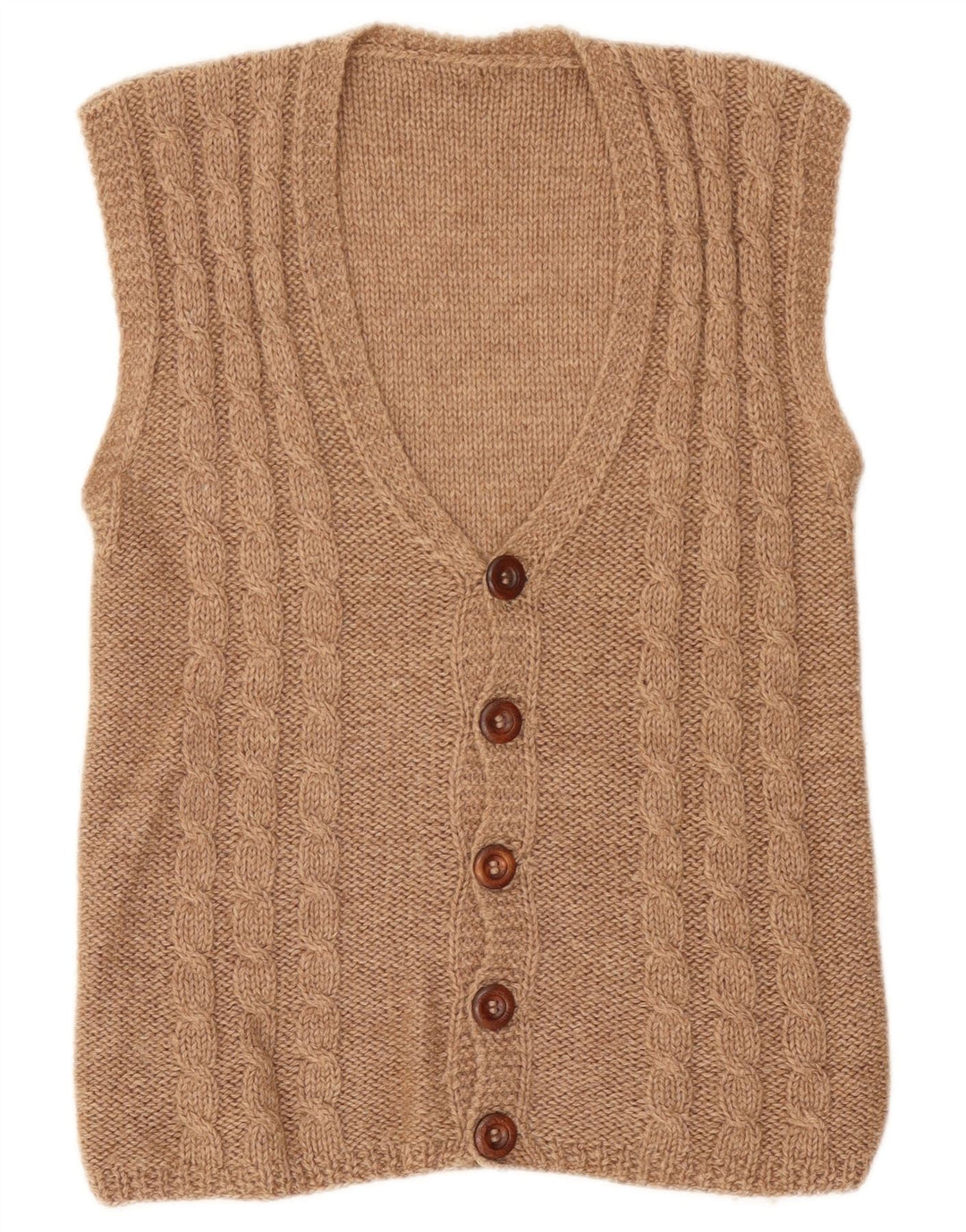Maglione cardigan senza maniche vintage da uomo piccolo beige