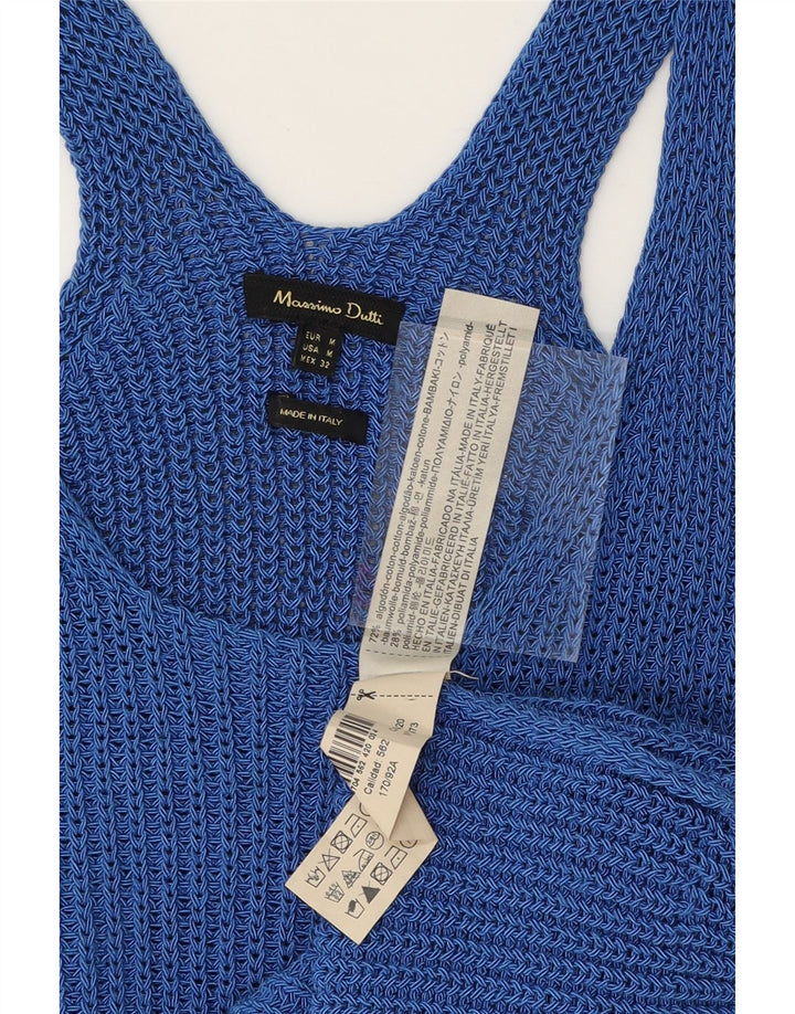 MASSIMO DUTTI Womens Knit Vest Top UK 14 Medium Blue Cotton Vintage Massimo Dutti and Second-Hand Massimo Dutti from Messina Hembry 