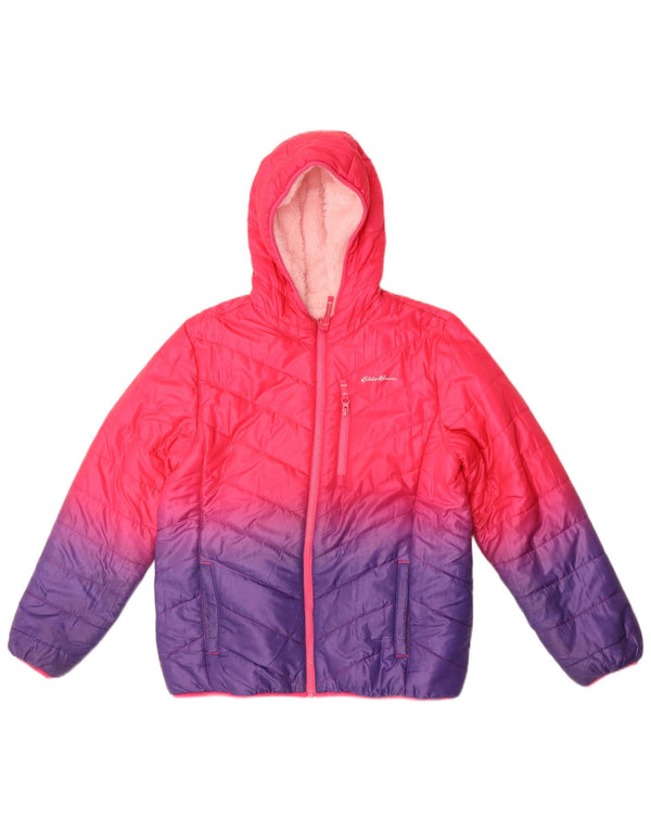 Giacca imbottita con cappuccio per ragazze Eddie Bauer 14-15 anni XL color block rosa