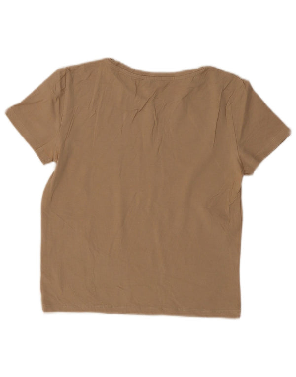 T-shirt corta da donna Zara UK 8 piccola in cotone beige
