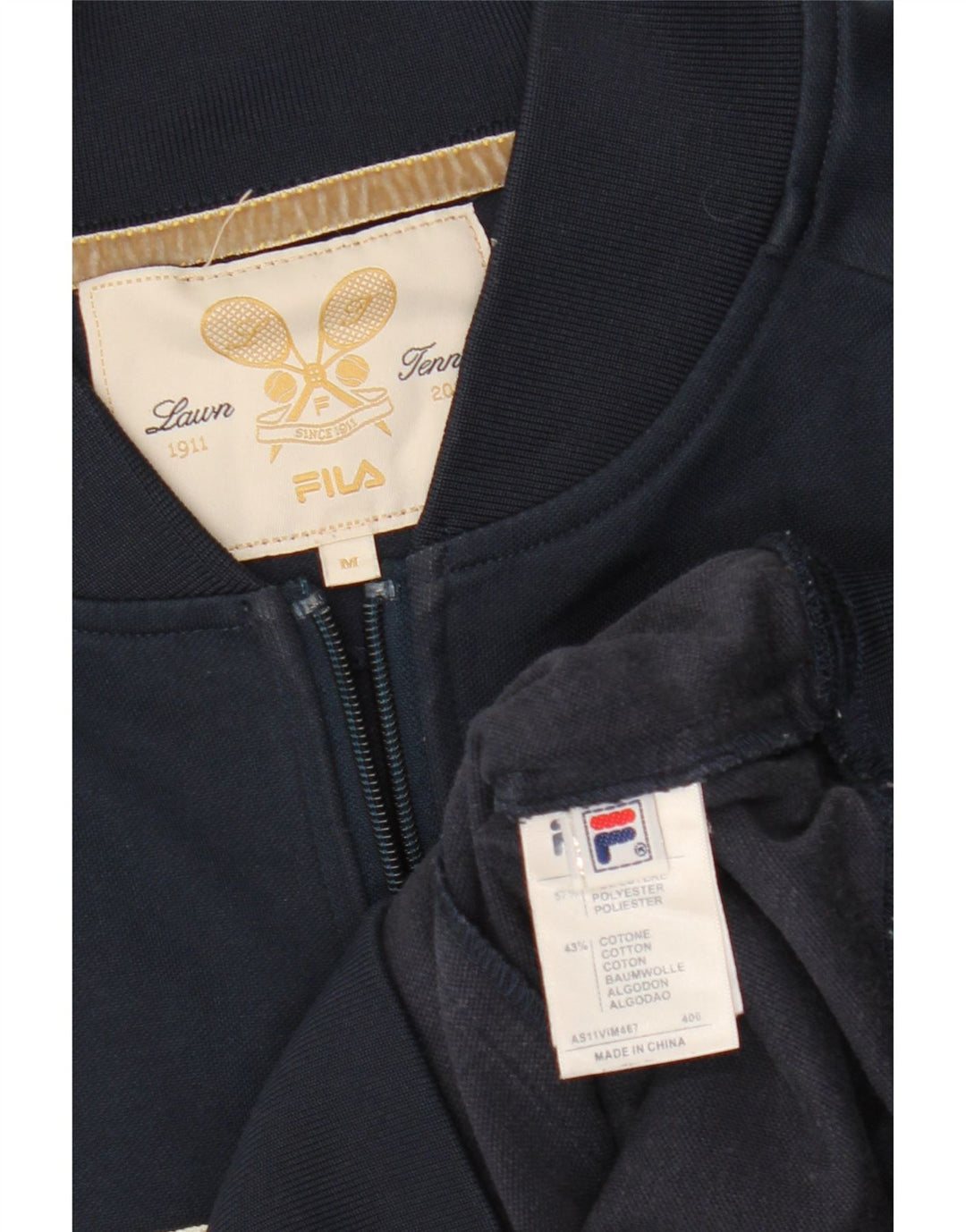 Giacca da ginnastica da uomo FILA in poliestere color block medio blu navy