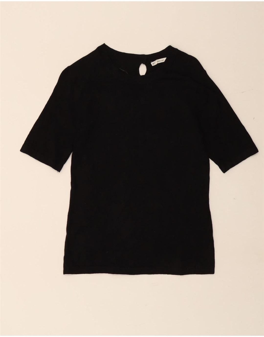Maglione ZARA da donna a maniche corte con scollo a barchetta UK 12 medio nero