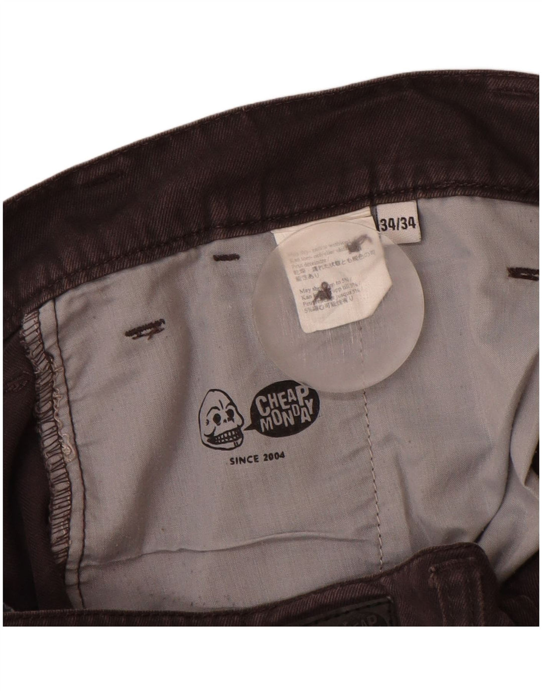 CHEAP MONDAY Pantaloni chino dritti da uomo W34 L32 Neri