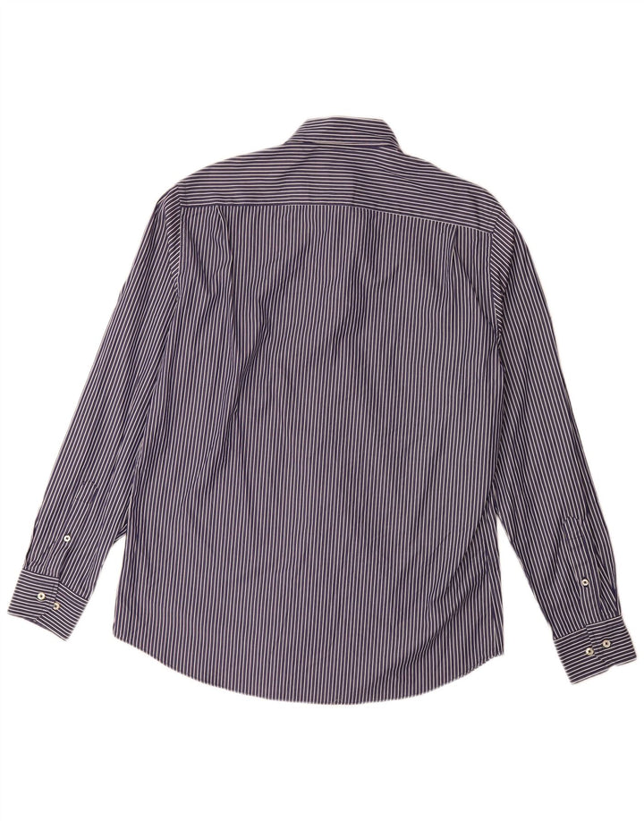 Camicia da uomo Massimo Dutti Large in cotone gessato blu navy