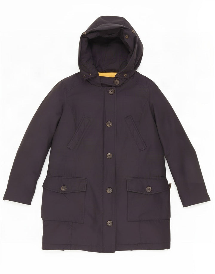 Cappotto imbottito con cappuccio da donna Zara UK 12 medio blu navy in poliammide