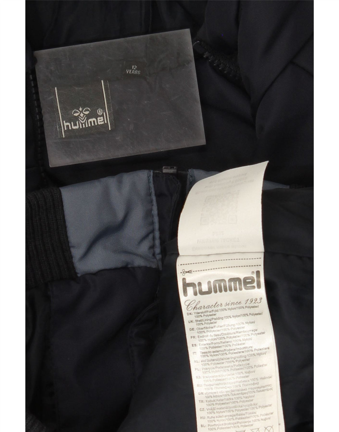 Giacca imbottita con cappuccio con grafica HUMMEL per ragazzi 11-12 anni Blu navy Colourblock