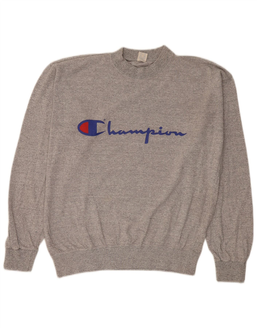 Felpa grafica da uomo Champion, maglione grande, cotone chiazzato grigio