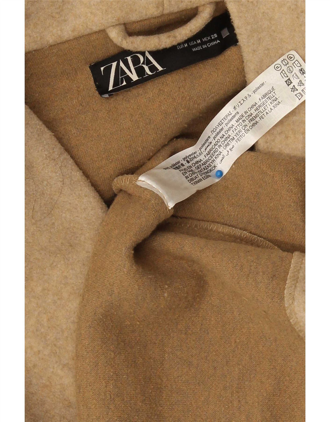 Soprabito ampio con cappuccio da donna Zara UK 14 Poliestere beige medio