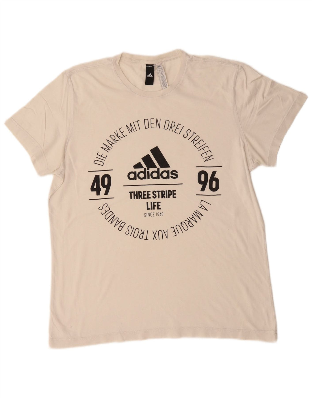 T-shirt grafica da uomo ADIDAS Top grande in cotone bianco