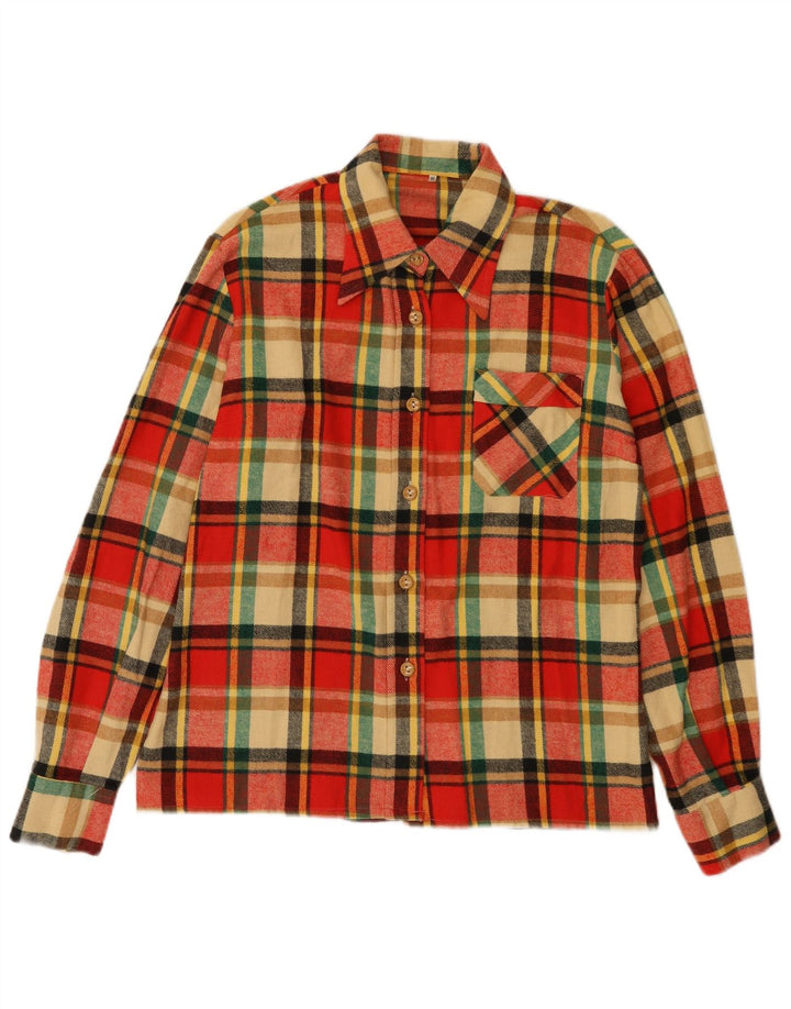 Camicia vintage da donna in flanella IT 50 XL a quadri rossi