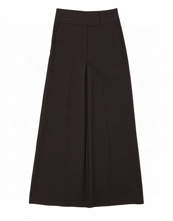 Pantaloni casual a gamba larga a vita alta da donna Zara XS W24 L29 gessati neri
