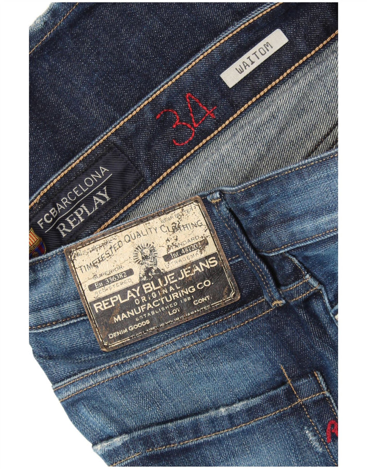 REPLAY Jeans dritti Waitom da uomo W34 L34 Blu Navy