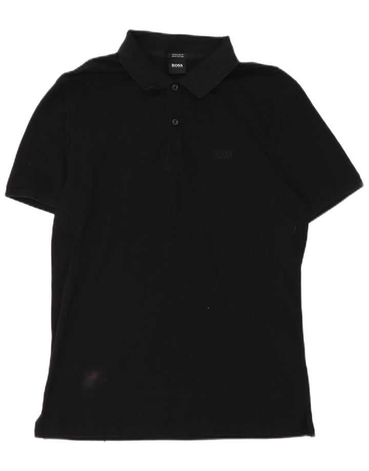 Polo Hugo Boss da uomo vestibilità regolare in cotone nero medio