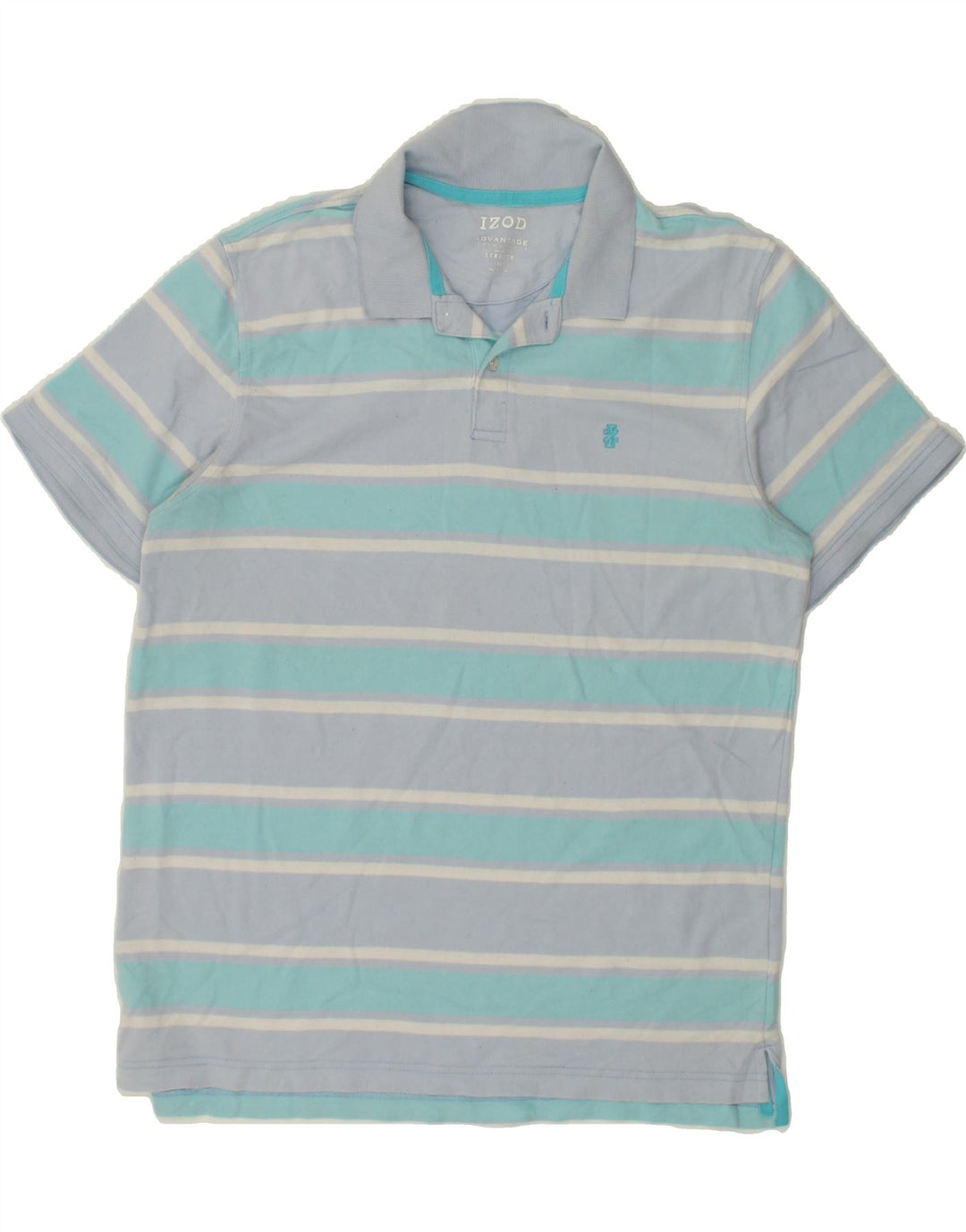 IZOD Mens Polo Shirt XL Blue Striped Cotton Vintage Izod and Second-Hand Izod from Messina Hembry 