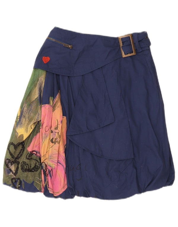 Gonna Desigual da donna con grafica a bolle EU 40 media W27 blu navy floreale