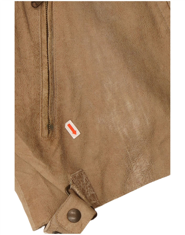 ANDREA D'AMICO Giacca Racer in Pelle Uomo IT 56 XL Pelle Beige