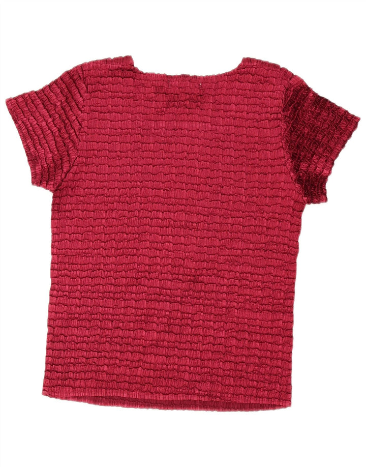 Camicetta da donna vintage top taglia unica in poliestere bordeaux