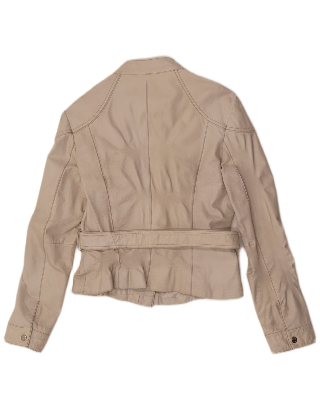 Giacca da corsa in pelle da donna vintage IT 46 grande in pelle bianca