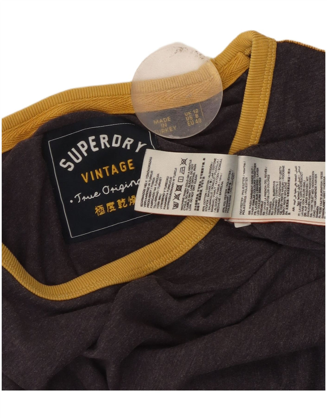 T-shirt grafica da donna SUPERDRY Top UK 12 cotone viola medio