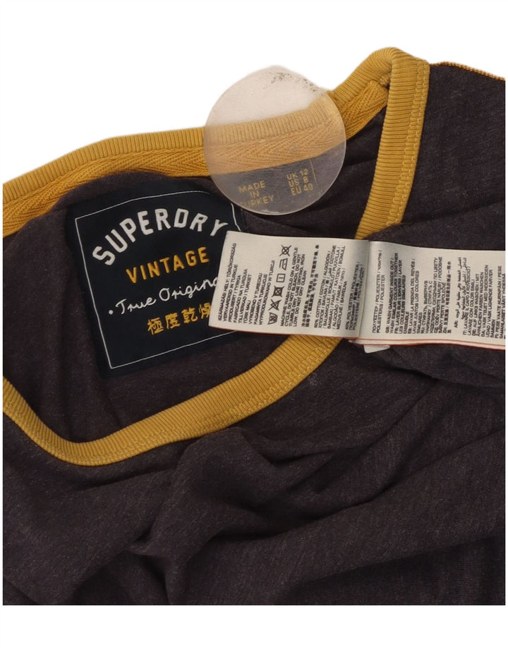 T-shirt grafica da donna SUPERDRY Top UK 12 cotone viola medio