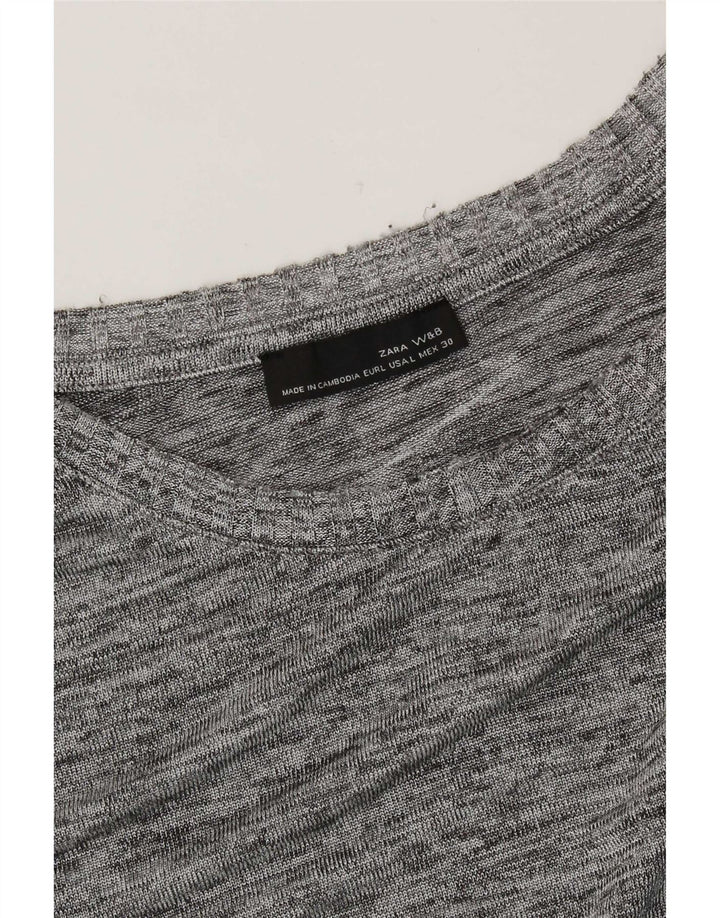 Top Zara da donna a maniche lunghe UK 16 grande grigio screziato