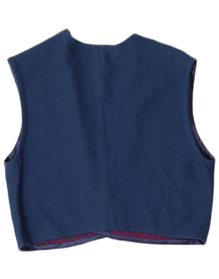 VINTAGE Set da donna 3 pezzi IT 46 Large W26 Lana vergine floreale blu navy