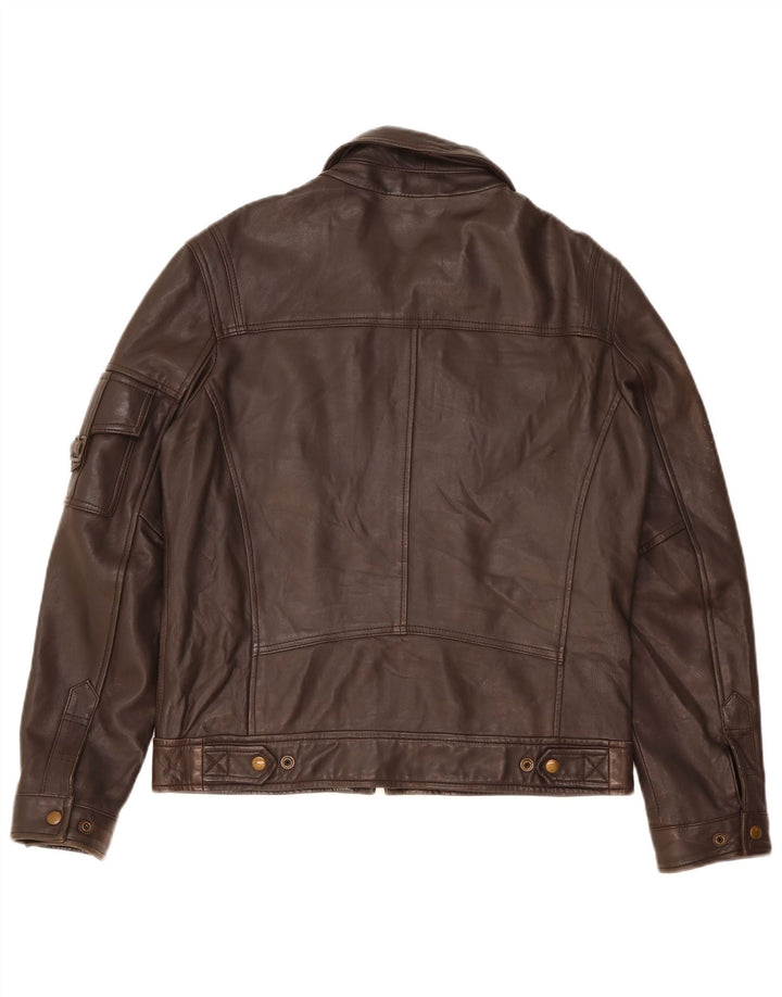 Giacca in pelle da uomo Zara UK 38 Pelle marrone medio