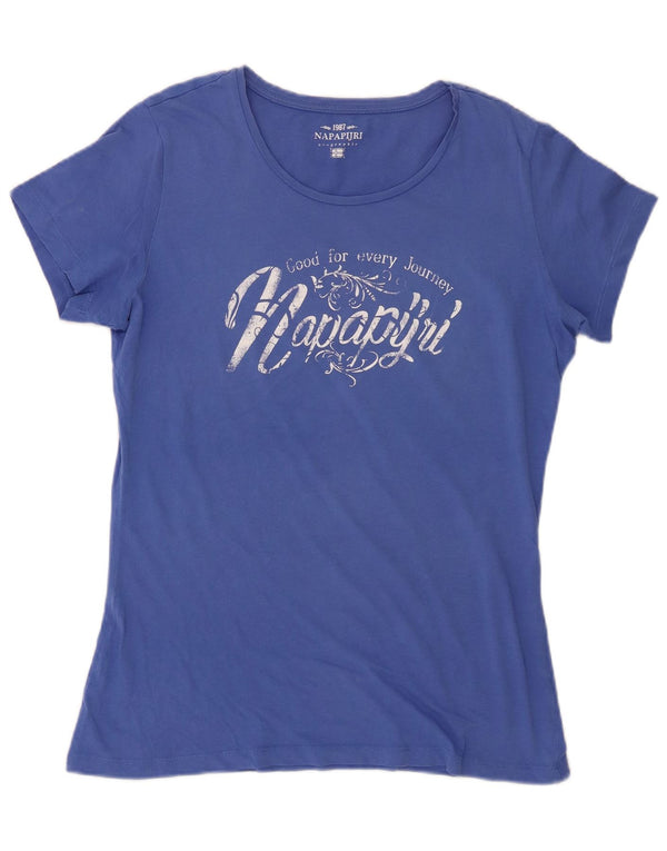 T-shirt grafica geografica da donna Napapijri Top UK 18 XL Blu