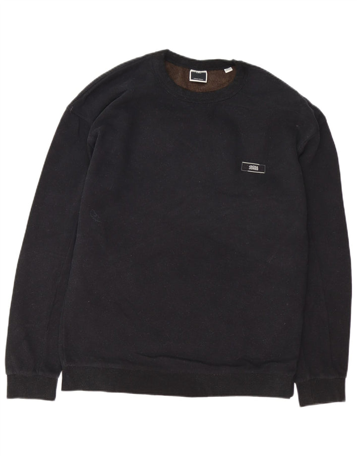 JACK & JONES Felpa con grafica Core da uomo, grande, in cotone nero