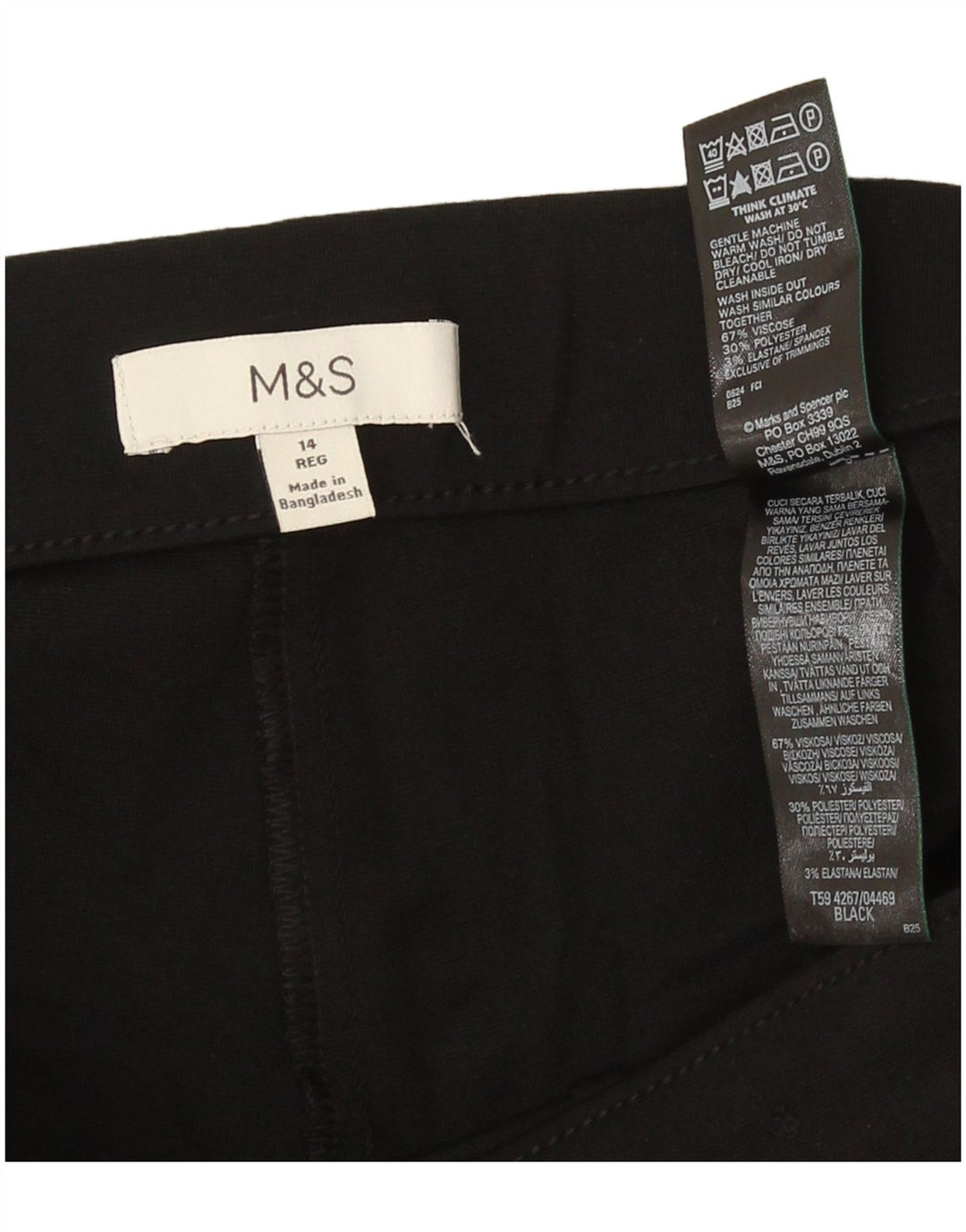 Pantaloni casual slim da donna Marks & Spencer UK 14 medi W30 L26 neri
