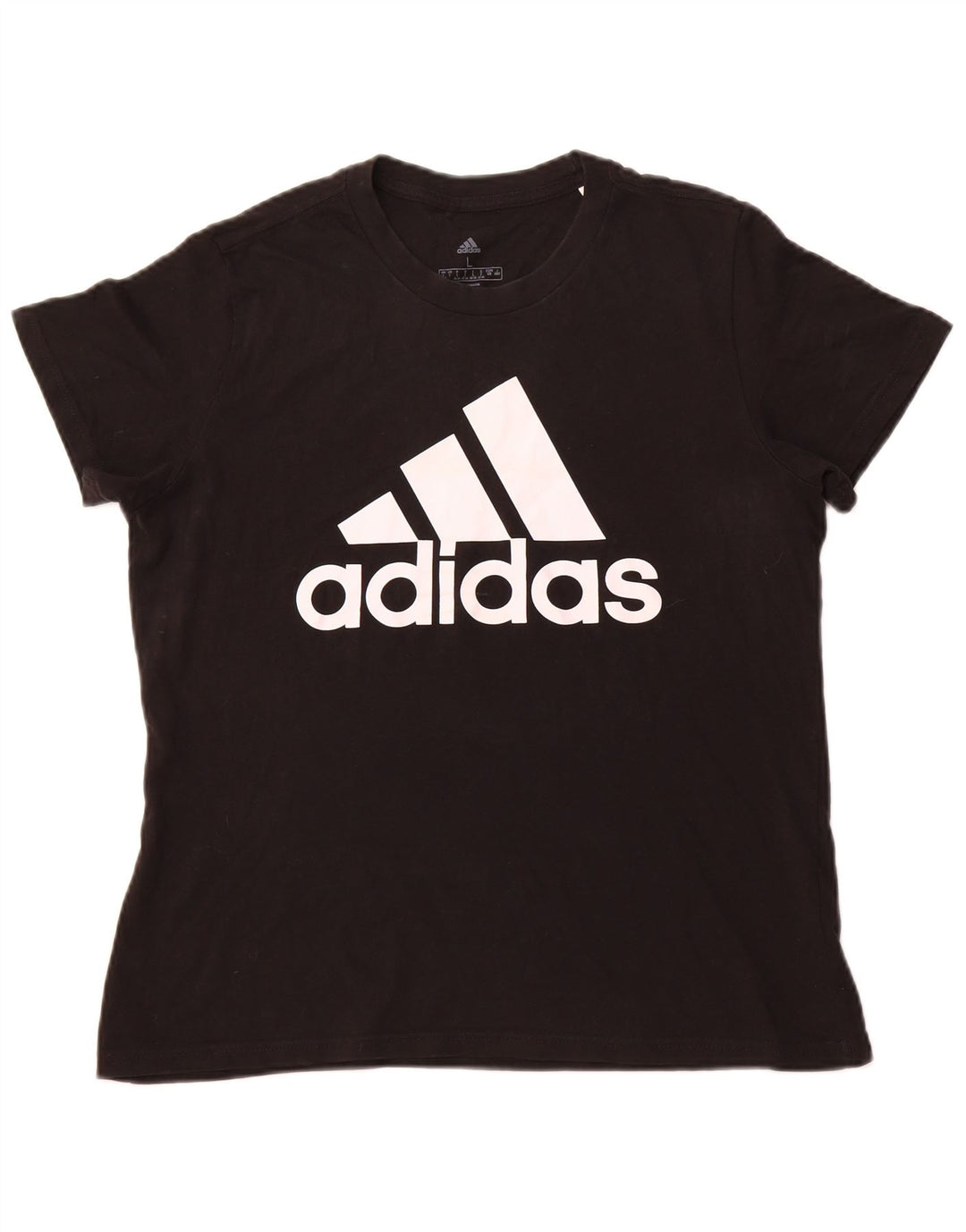 T-shirt grafica da donna ADIDAS Top UK 16/18 grande cotone nero