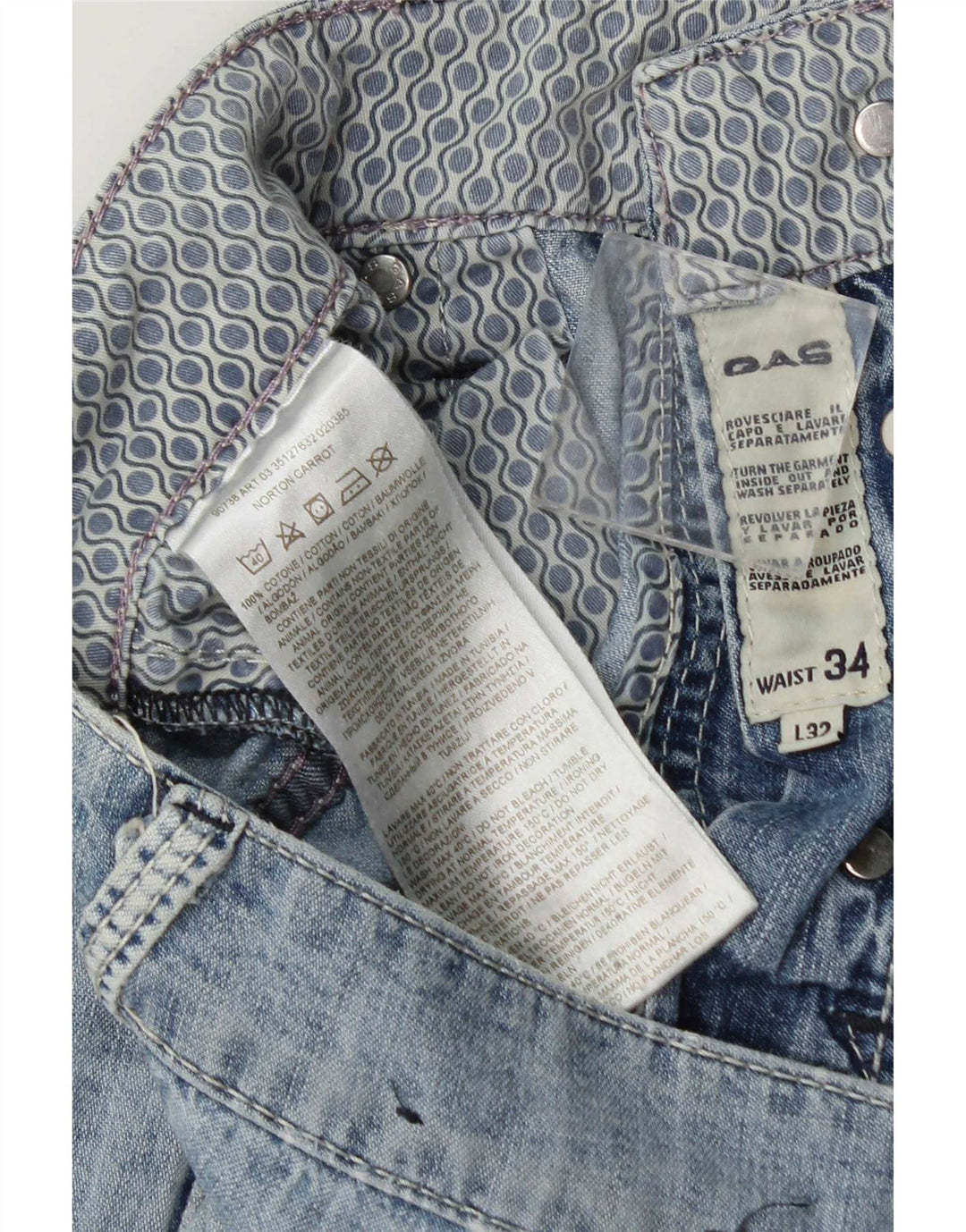 Jeans slim effetto consumato da uomo Gas W34 L32 cotone blu