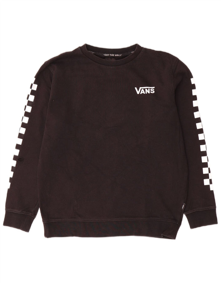 Felpa con grafica da donna Vans, maglione UK 16, grande, cotone nero