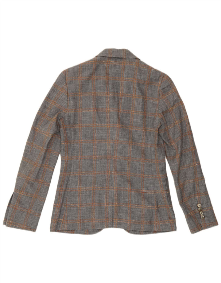 Giacca Blazer da Donna a 2 Bottoni Lardini IT 38 XS Lana a quadri Grigia